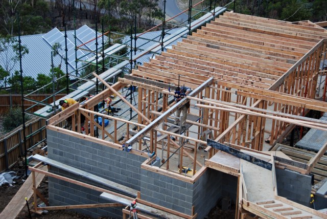 Framing floor joists into stell beam 67 DSC_0811
